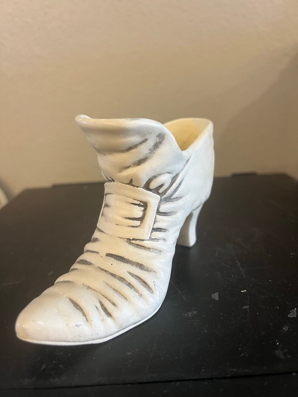 VTG Wolin Japan Ceramic Victorian Shoe Boot Figurine 3" Miniature Planter Vase